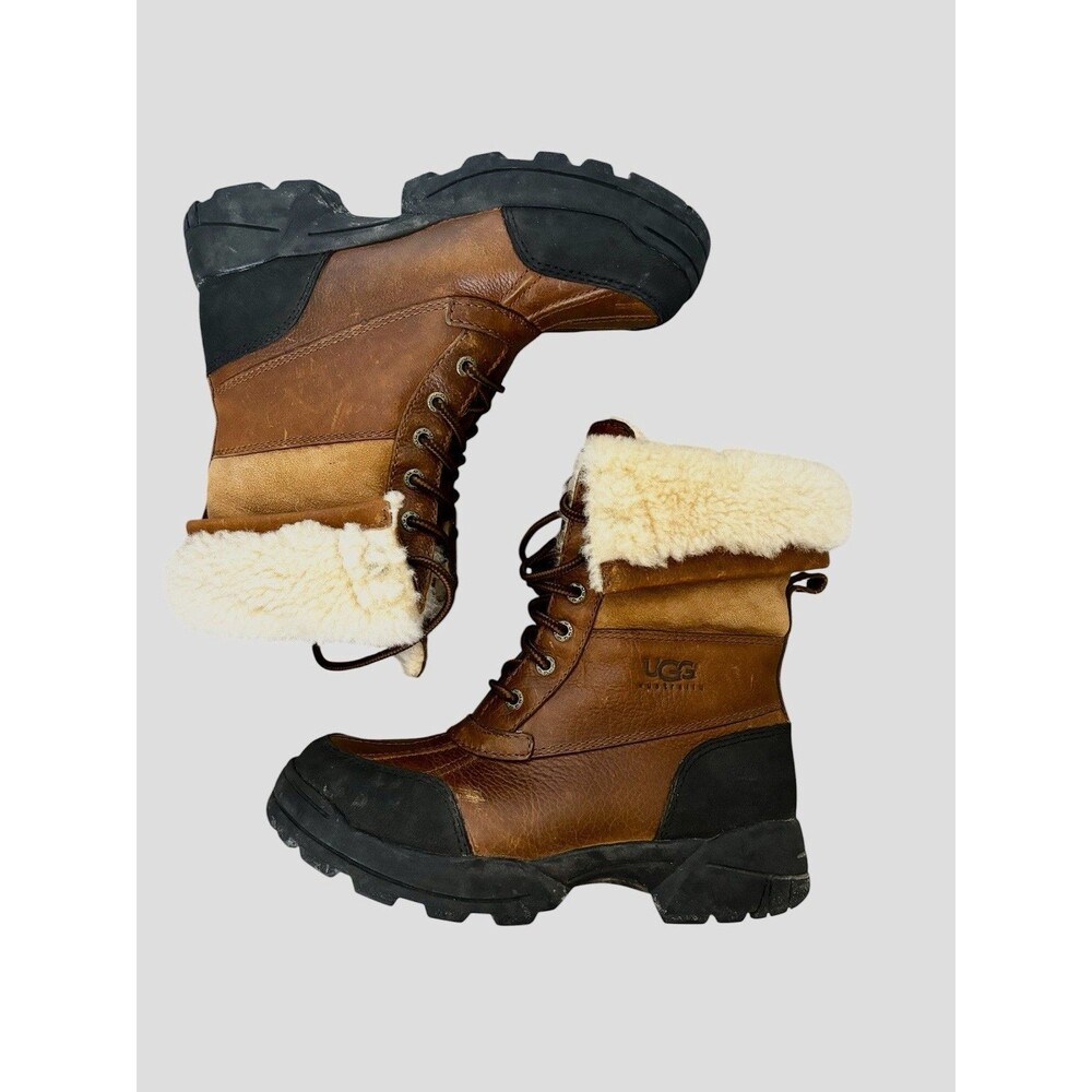 Kids Ugg Butte Leather Waterproof Sheepskin Lined Winter Boots , Worchester